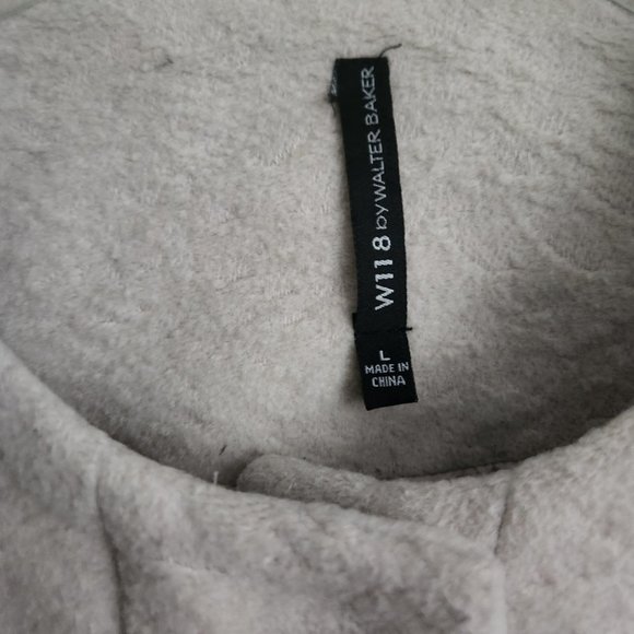 WALTER BAKER | Wool Tweed Faux leather jacket coat black cream sz L - Picture 3 of 7